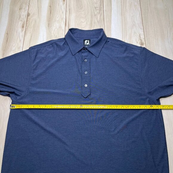 FootJoy Mens Navy Texture Print Stretch Pique Golf Polo T-Shirt Size X-Large - Picture 8 of 9